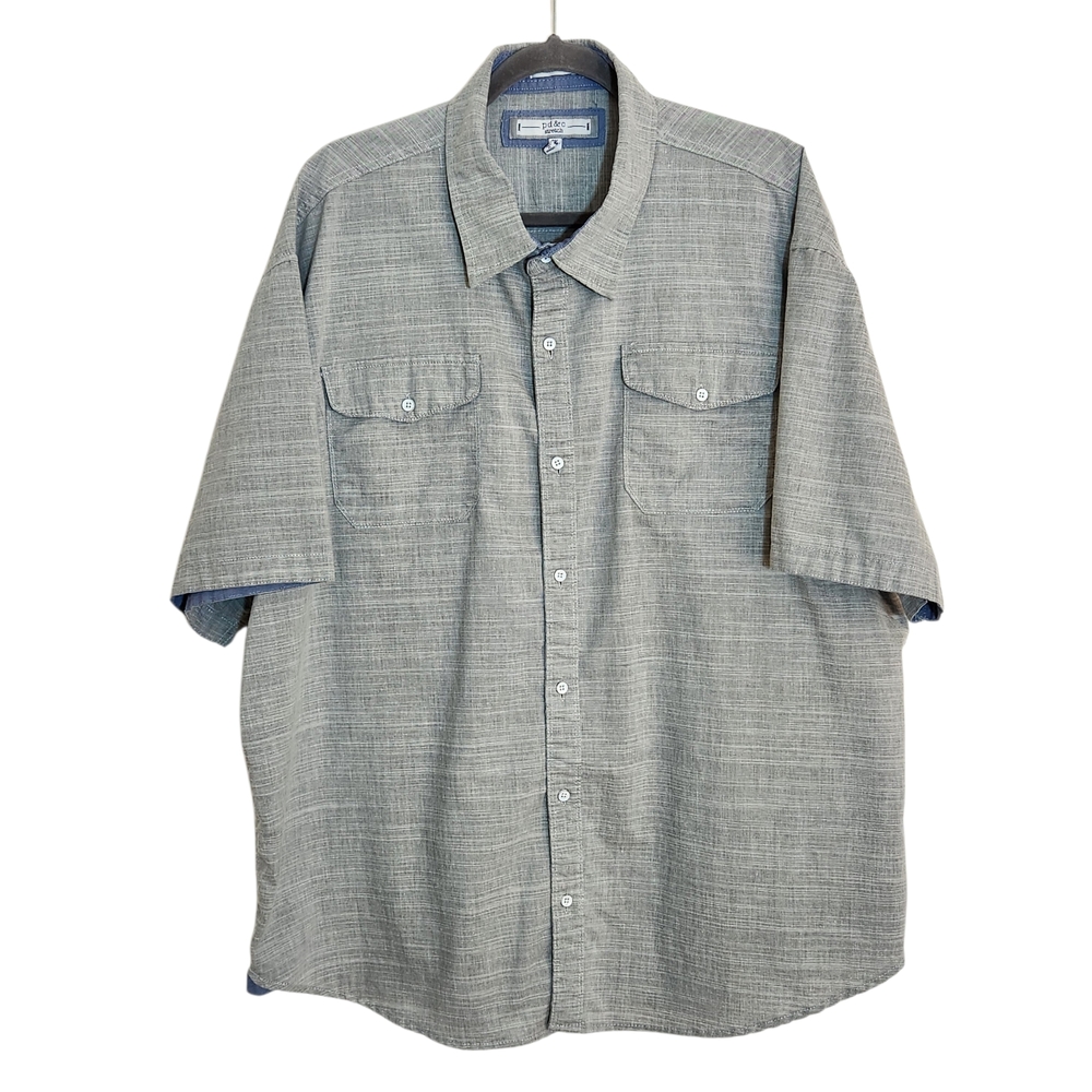 PD & C Gray Short Sleeve Button Down Shirt Size 3X